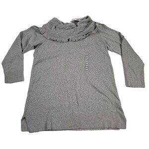 Eight Eight Eight Women Cotton Pullover Sweater M Gray Cowl Neck Knit Tunic NWT